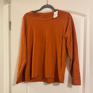NWT J. Crew Factory Women's Long Sleeve Girlfriend Tee, Light Brown, Size Medium